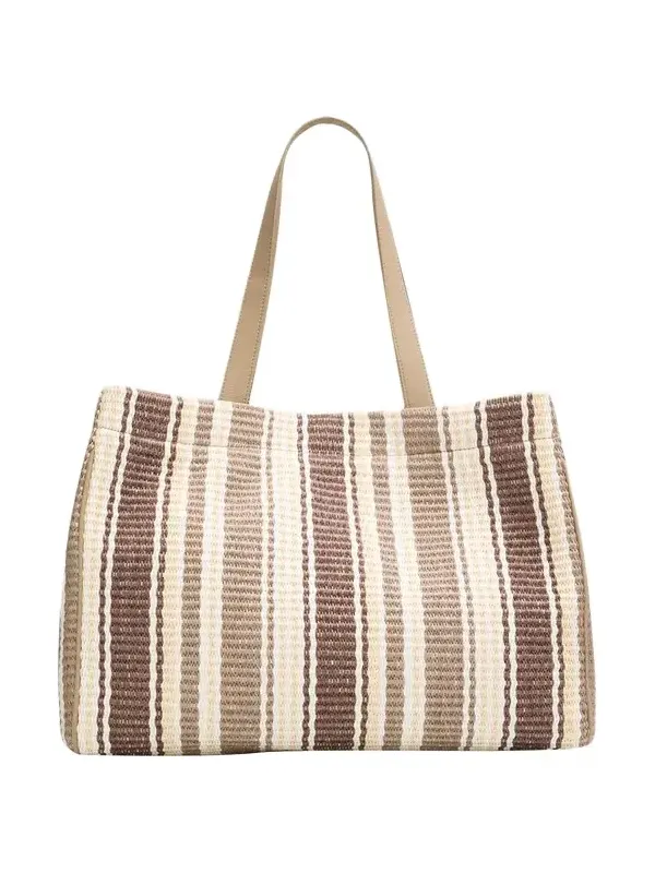 Striped Raffia Tote Bag