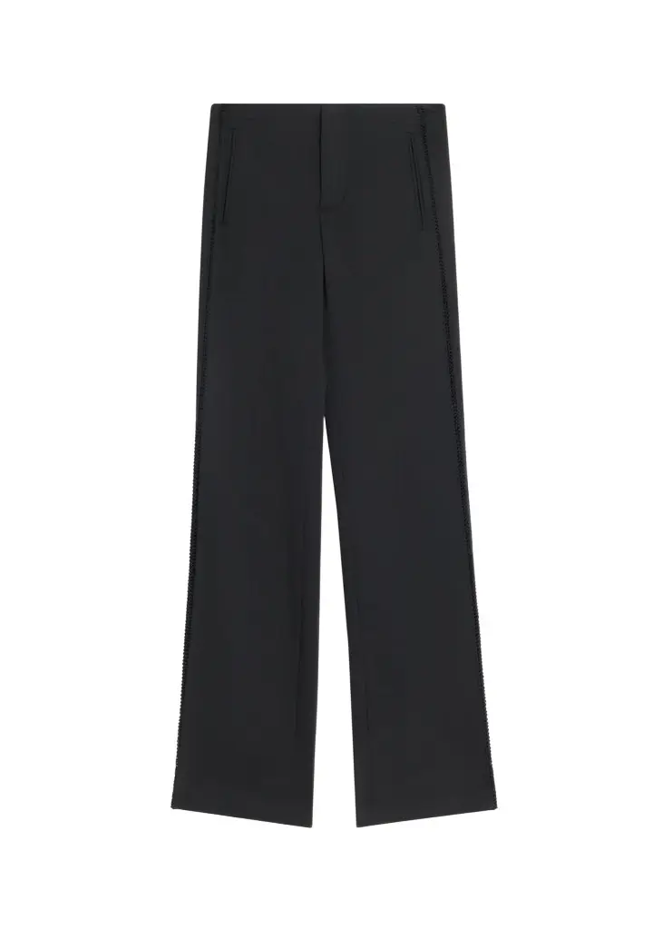 Diotima Trine Handstitched Side Cutout Straight-Leg Trousers