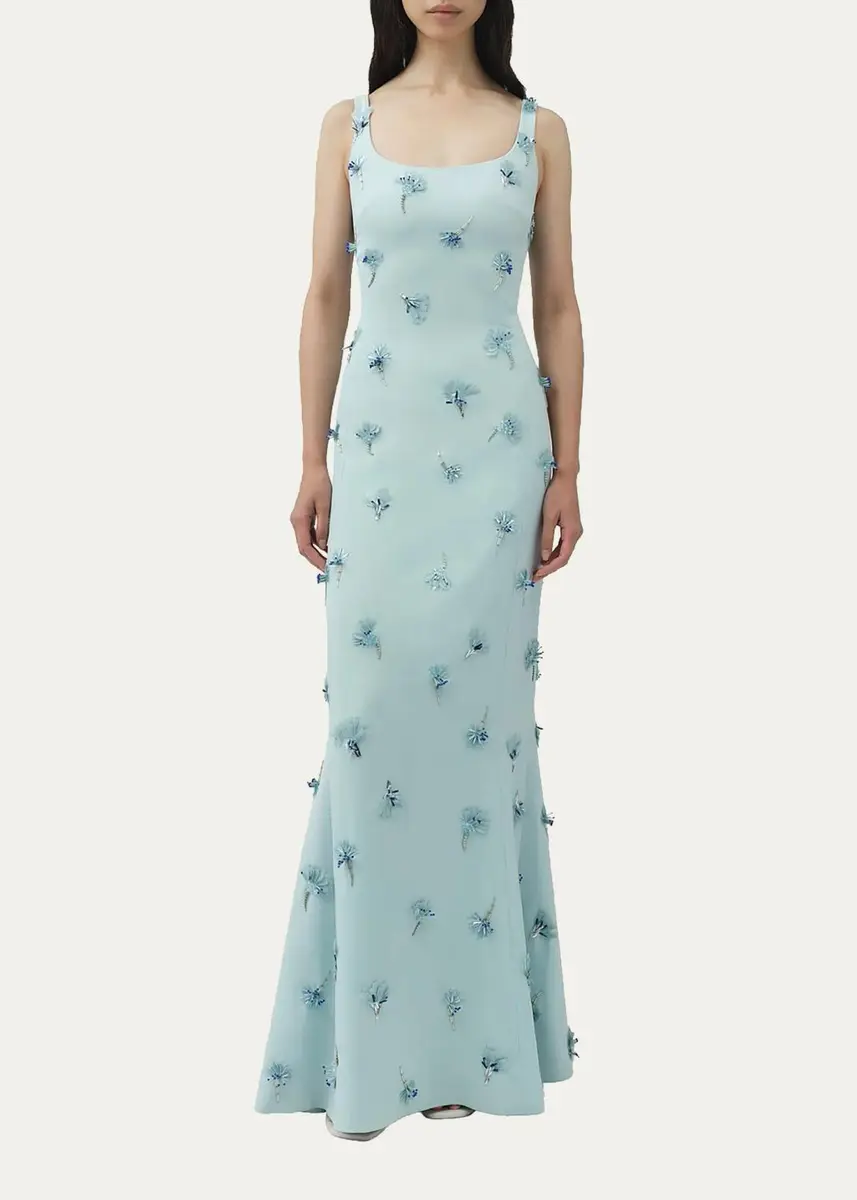 Simkhai Briella 3D Floral Beaded Trumpet Gown | Thumbnail 2