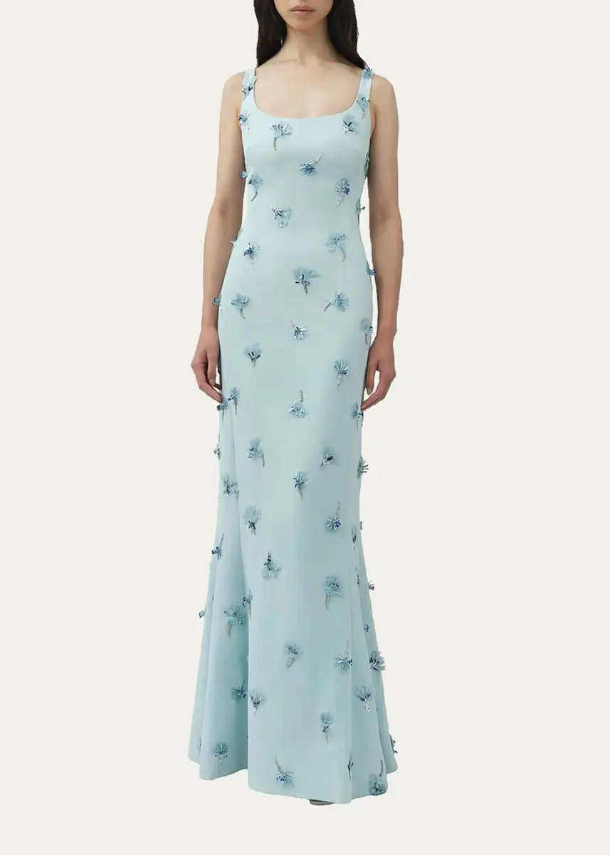 Simkhai Briella 3D Floral Beaded Trumpet Gown | Thumbnail 4
