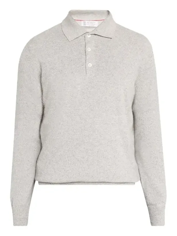 Men's Cashmere Long-Sleeve Polo Shirt Men's Cashmere Long-Sleeve Polo Shirt