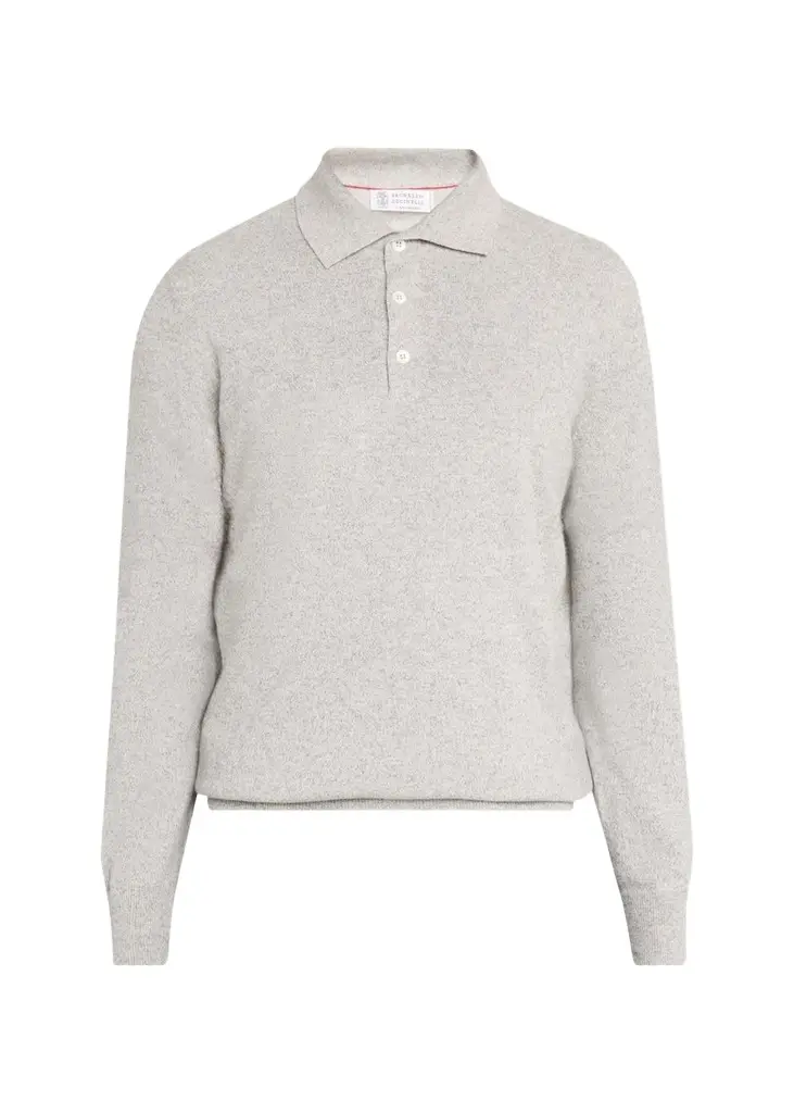 Men's Cashmere Long-Sleeve Polo Shirt