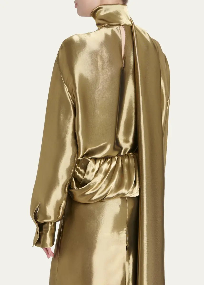 Ferragamo Metallic Wool Draped Turtleneck Shirt | Thumbnail 3 Ferragamo Metallic Wool Draped Turtleneck Shirt | Thumbnail 3