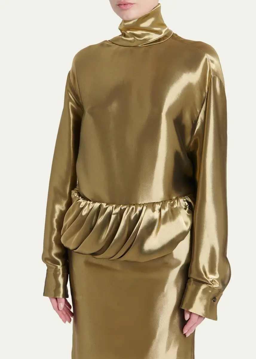 Ferragamo Metallic Wool Draped Turtleneck Shirt | Thumbnail 4 Ferragamo Metallic Wool Draped Turtleneck Shirt | Thumbnail 4