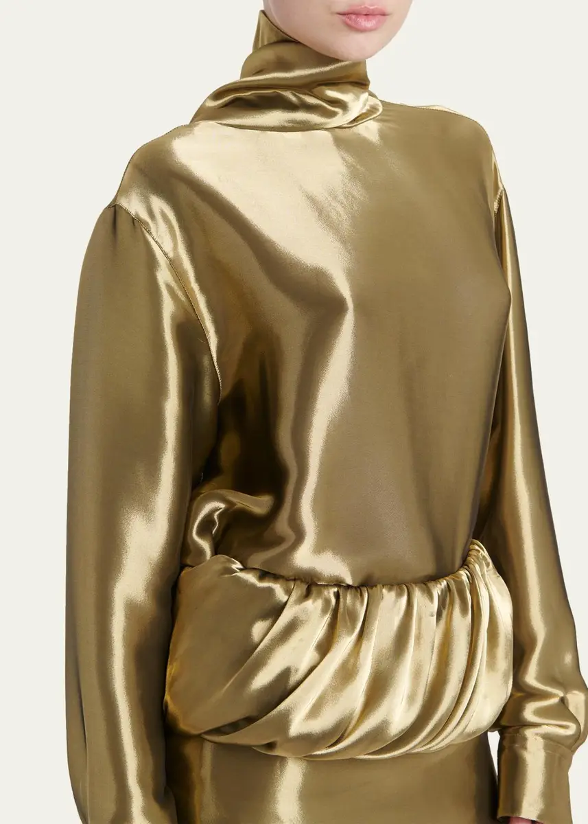 Ferragamo Metallic Wool Draped Turtleneck Shirt | Thumbnail 5 Ferragamo Metallic Wool Draped Turtleneck Shirt | Thumbnail 5