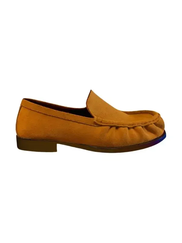 Ruched Suede Loafers