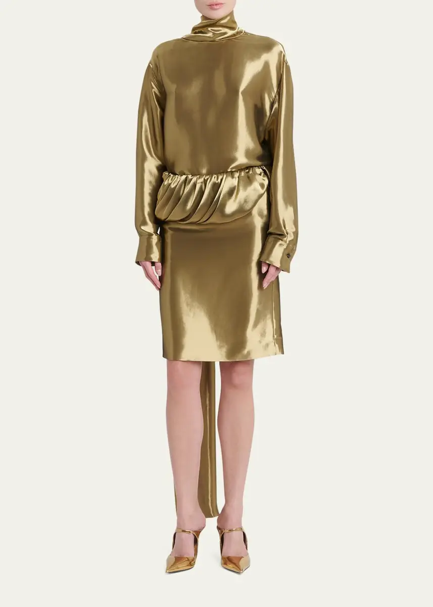 Ferragamo Lamé Wool Draped Peplum Skirt | Thumbnail 2 Ferragamo Lamé Wool Draped Peplum Skirt | Thumbnail 2