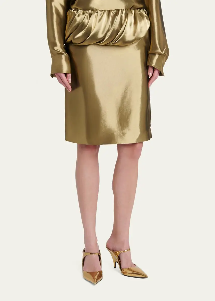 Ferragamo Lamé Wool Draped Peplum Skirt | Thumbnail 4 Ferragamo Lamé Wool Draped Peplum Skirt | Thumbnail 4