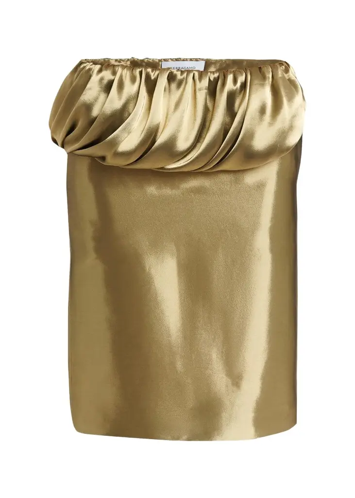 Lamé Wool Draped Peplum Skirt Lamé Wool Draped Peplum Skirt