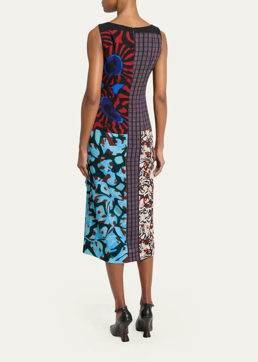 Dries Van Noten Dropps Patchwork Ruffle Sleeveless Midi Dress | Thumbnail 3 Dries Van Noten Dropps Patchwork Ruffle Sleeveless Midi Dress | Thumbnail 3