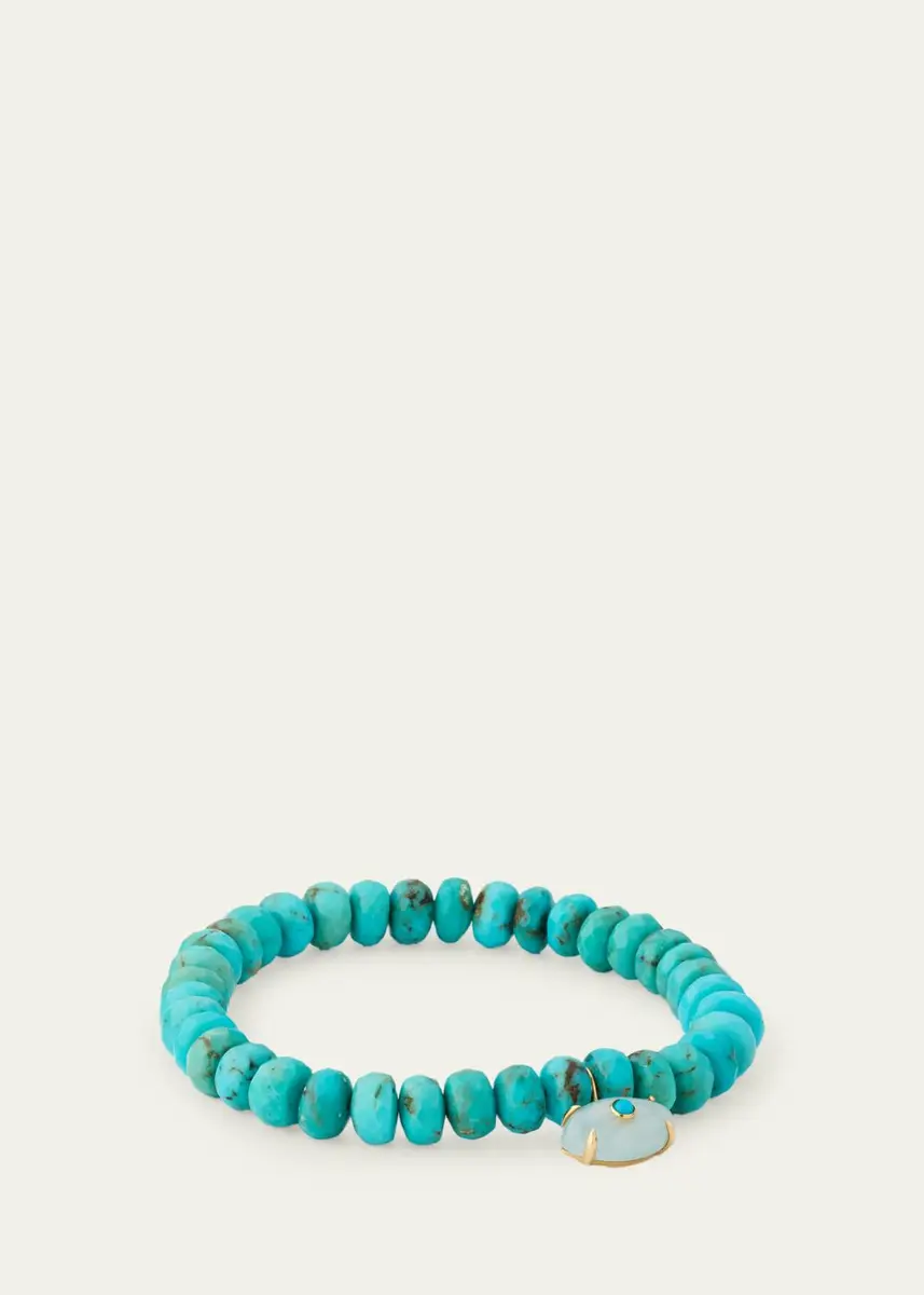 Sydney Evan 14K Carved Aquamarine Evil Eye on Turquoise Stretch Bracelet | Thumbnail 4