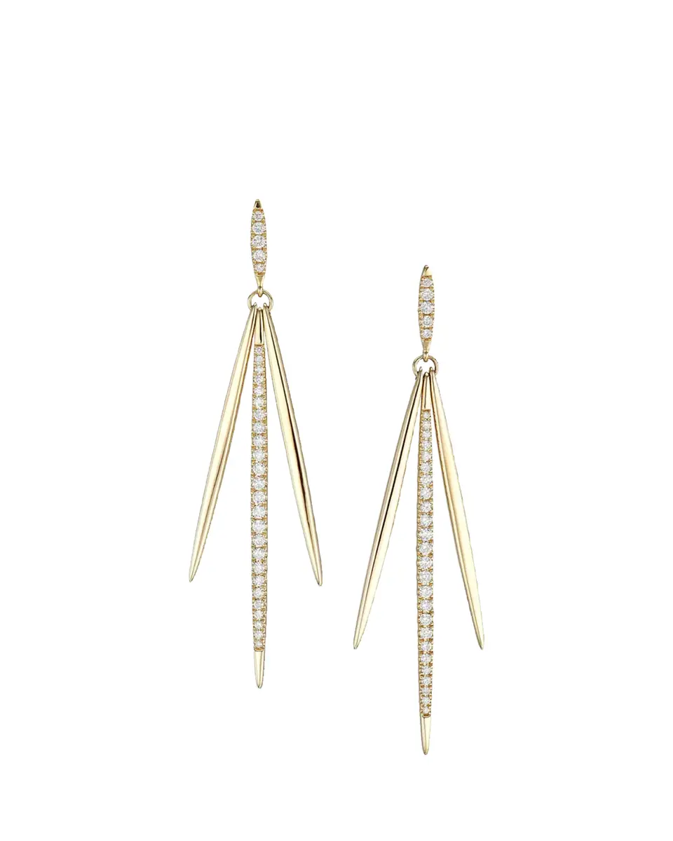 Sydney Evan 14K Diamond Needle Drop Statement Earrings | Thumbnail 2 Sydney Evan 14K Diamond Needle Drop Statement Earrings | Thumbnail 2