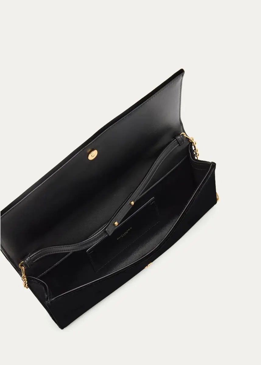 Saint Laurent Kate YSL Velvet Cabochon-Chain Clutch Bag | Thumbnail 3