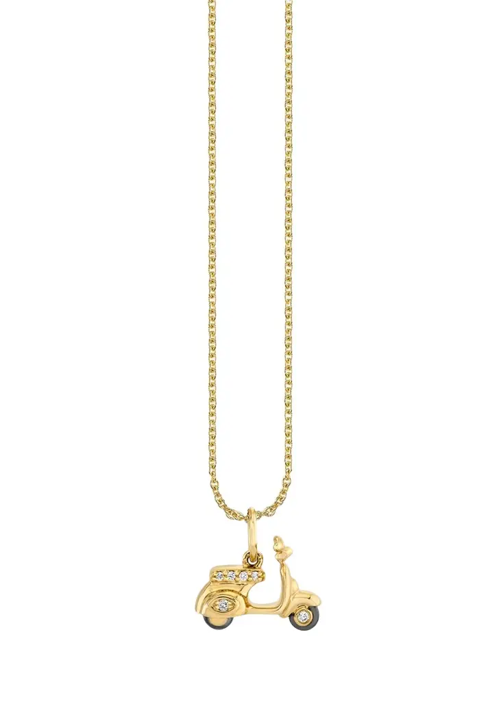 Sydney Evan 14K Diamond Scooter Charm Necklace. 18"L