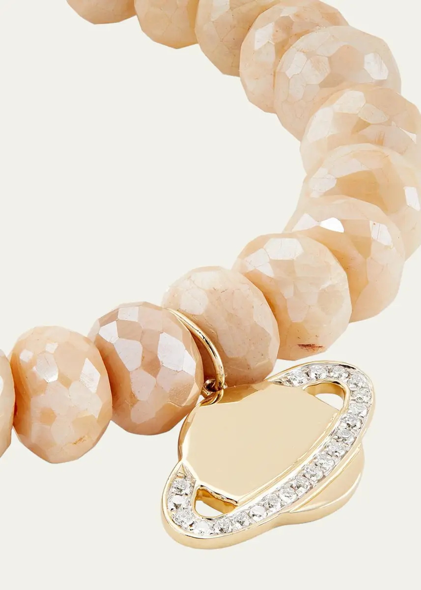 Sydney Evan 14K Yellow Gold, Sand Moonstone & 0.11 TCW Diamond Beaded Bracelet | Thumbnail 3