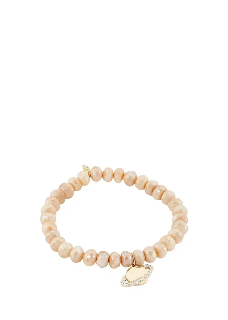 Sydney Evan 14K Yellow Gold, Sand Moonstone & 0.11 TCW Diamond Beaded Bracelet