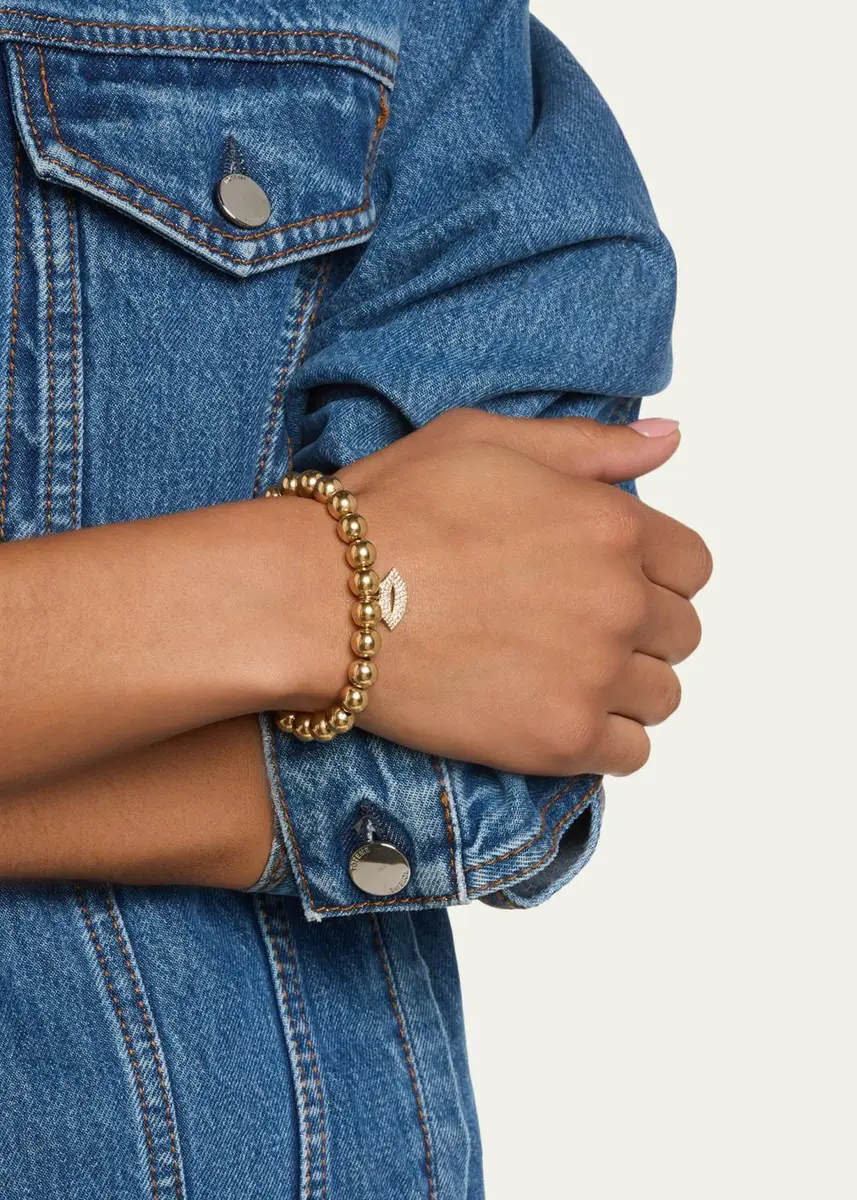 Sydney Evan 14K Diamond Medium Lips Charm on Gold Stretch Bracelet | Thumbnail 2 Sydney Evan 14K Diamond Medium Lips Charm on Gold Stretch Bracelet | Thumbnail 2