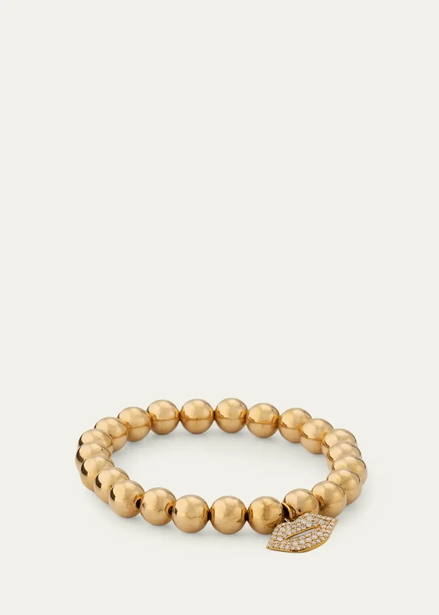 Sydney Evan 14K Diamond Medium Lips Charm on Gold Stretch Bracelet | Thumbnail 4 Sydney Evan 14K Diamond Medium Lips Charm on Gold Stretch Bracelet | Thumbnail 4