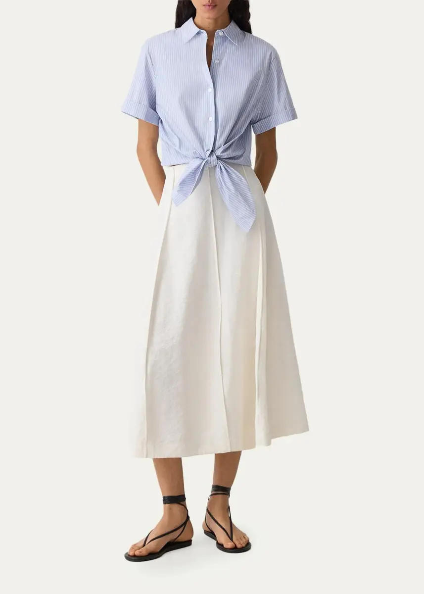 Theory Pinstripe Cotton-Blend Tie Shirt | Thumbnail 2 Theory Pinstripe Cotton-Blend Tie Shirt | Thumbnail 2
