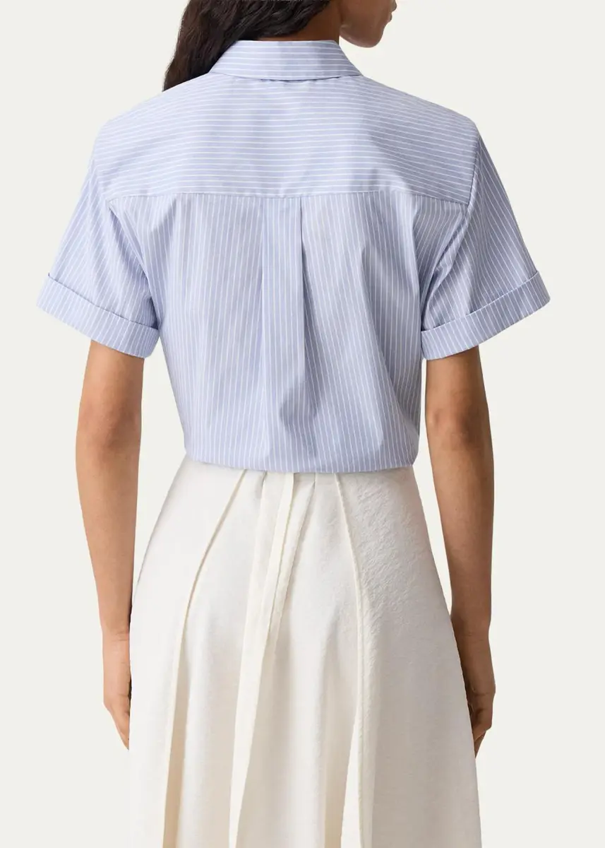 Theory Pinstripe Cotton-Blend Tie Shirt | Thumbnail 3 Theory Pinstripe Cotton-Blend Tie Shirt | Thumbnail 3