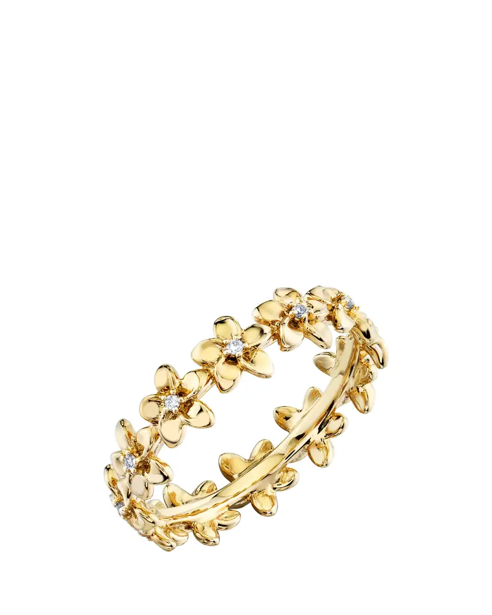Sydney Evan 14K Diamond Tiny Plumeria Eternity Ring | Thumbnail 2 Sydney Evan 14K Diamond Tiny Plumeria Eternity Ring | Thumbnail 2