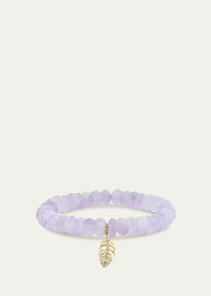 Sydney Evan 14K Diamond Peacock Feather Stretch Bracelet | Thumbnail 2 Sydney Evan 14K Diamond Peacock Feather Stretch Bracelet | Thumbnail 2