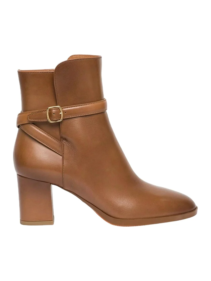 Andy 65MM Leather Block-Heel Booties Andy 65MM Leather Block-Heel Booties