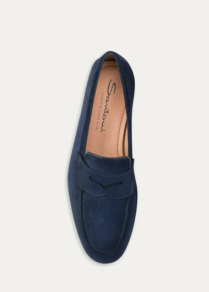 Santoni Suede Penny Loafers | Thumbnail 3