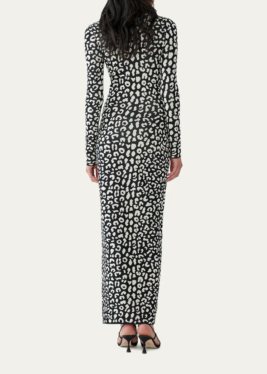 Carolina Herrera Long-Sleeve Leopard Maxi Turtleneck Dress | Thumbnail 3 Carolina Herrera Long-Sleeve Leopard Maxi Turtleneck Dress | Thumbnail 3