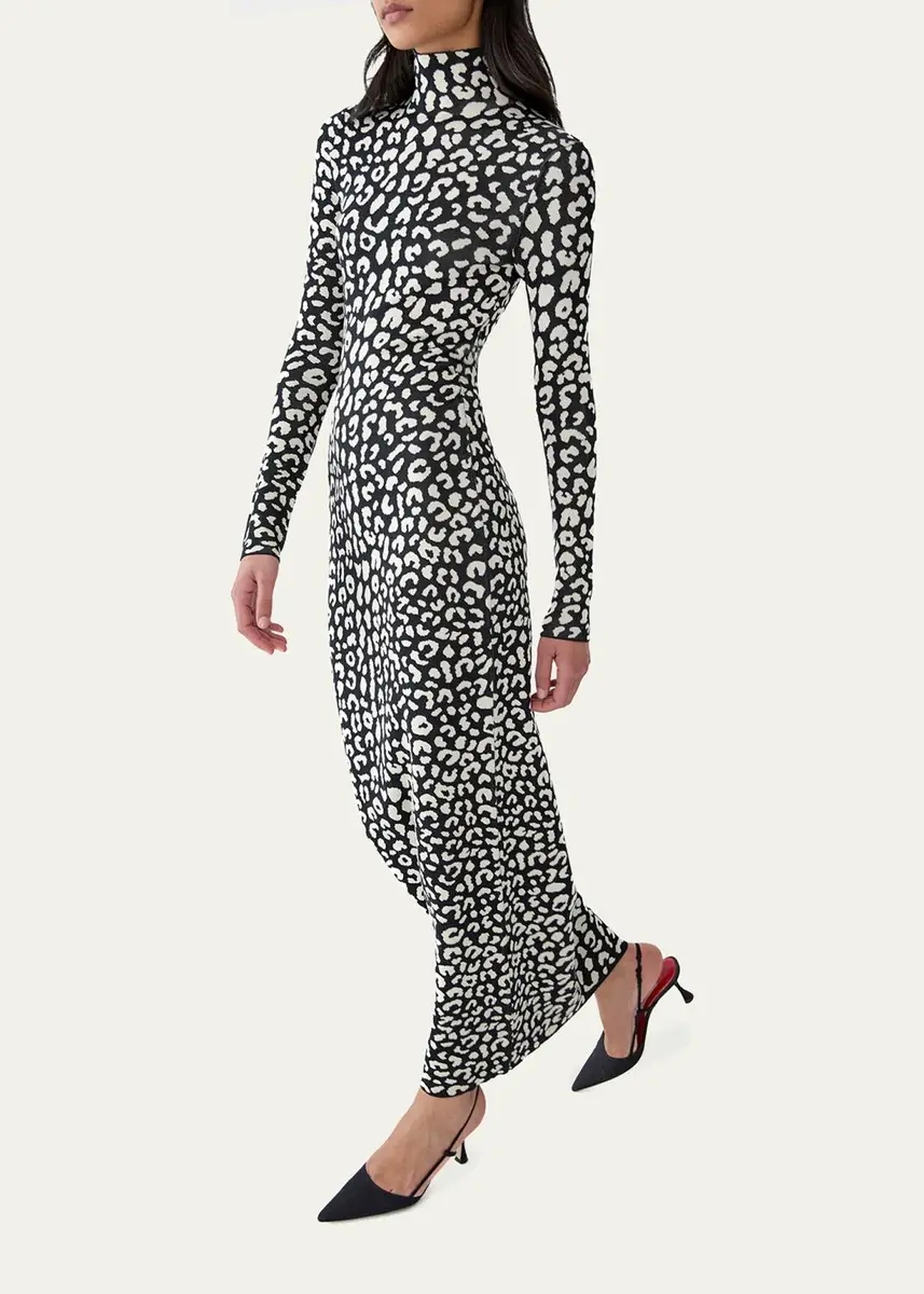 Carolina Herrera Long-Sleeve Leopard Maxi Turtleneck Dress | Thumbnail 4 Carolina Herrera Long-Sleeve Leopard Maxi Turtleneck Dress | Thumbnail 4