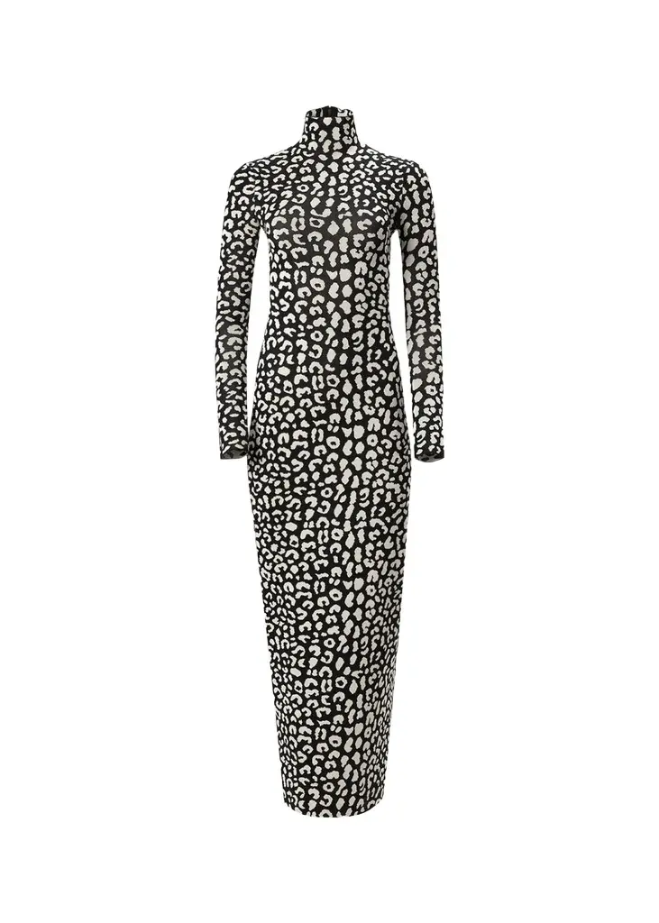 Carolina Herrera Long-Sleeve Leopard Maxi Turtleneck Dress