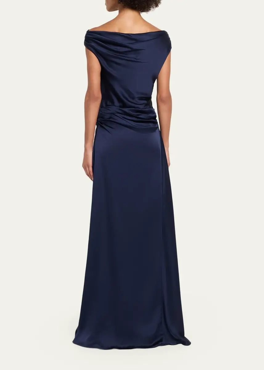 Simkhai Elinne Draped Off-Shoulder Column Gown | Thumbnail 3 Simkhai Elinne Draped Off-Shoulder Column Gown | Thumbnail 3