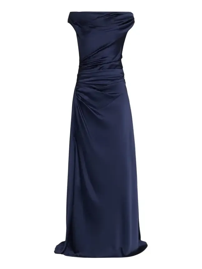Elinne Draped Off-Shoulder Column Gown