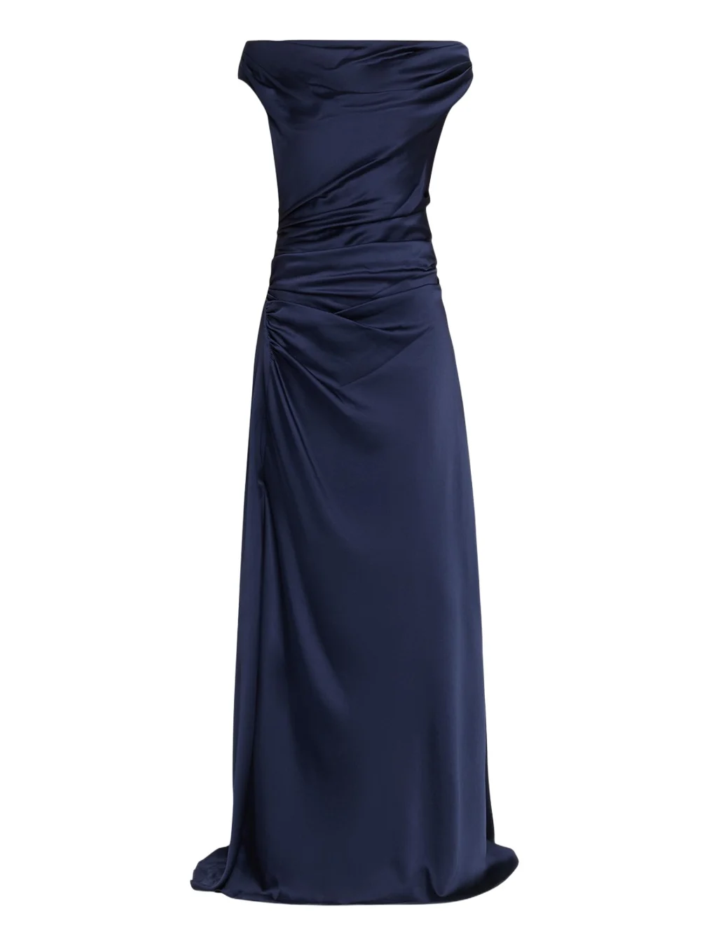 Elinne Draped Off-Shoulder Column Gown