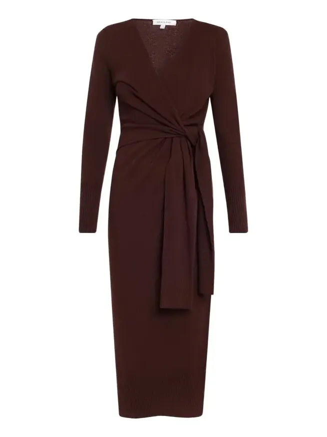 Salomez Knit Wrap Midi Dress