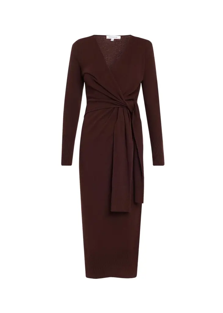 Salomez Knit Wrap Midi Dress