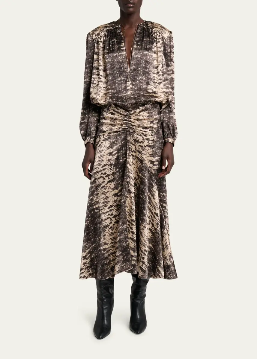 Isabel Marant Laraya Snake-Print Silk Peasant Blouse | Thumbnail 2 Isabel Marant Laraya Snake-Print Silk Peasant Blouse | Thumbnail 2