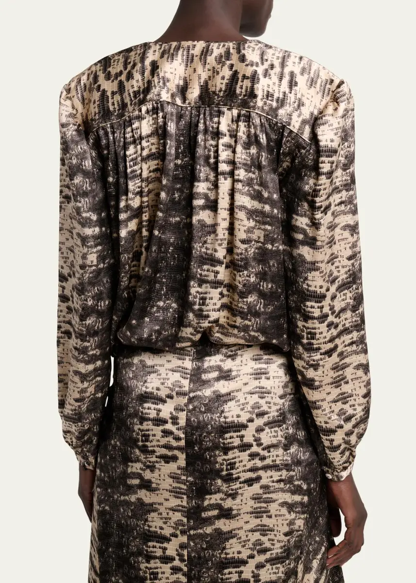 Isabel Marant Laraya Snake-Print Silk Peasant Blouse | Thumbnail 3 Isabel Marant Laraya Snake-Print Silk Peasant Blouse | Thumbnail 3