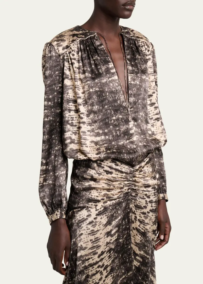 Isabel Marant Laraya Snake-Print Silk Peasant Blouse | Thumbnail 4 Isabel Marant Laraya Snake-Print Silk Peasant Blouse | Thumbnail 4