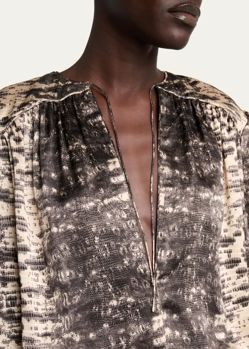 Isabel Marant Laraya Snake-Print Silk Peasant Blouse | Thumbnail 5 Isabel Marant Laraya Snake-Print Silk Peasant Blouse | Thumbnail 5