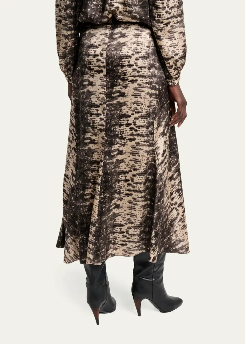 Isabel Marant Laren Python-Print Ruched Silk Midi Skirt | Thumbnail 3