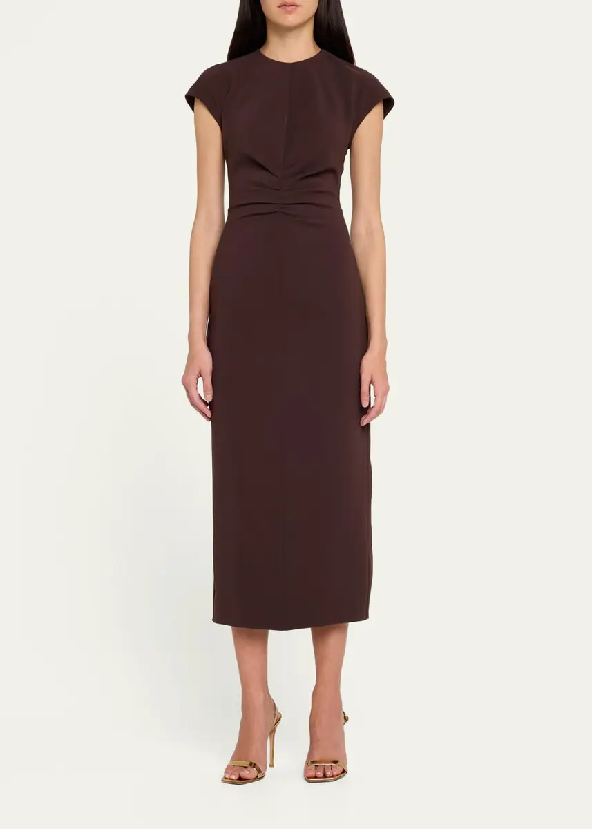 Veronica Beard June Ruched Cap-Sleeve Midi Dress | Thumbnail 2 Veronica Beard June Ruched Cap-Sleeve Midi Dress | Thumbnail 2