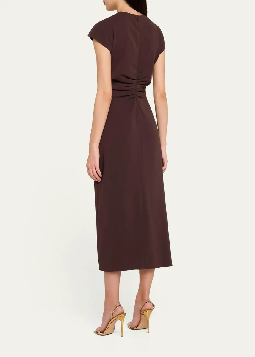 Veronica Beard June Ruched Cap-Sleeve Midi Dress | Thumbnail 3 Veronica Beard June Ruched Cap-Sleeve Midi Dress | Thumbnail 3