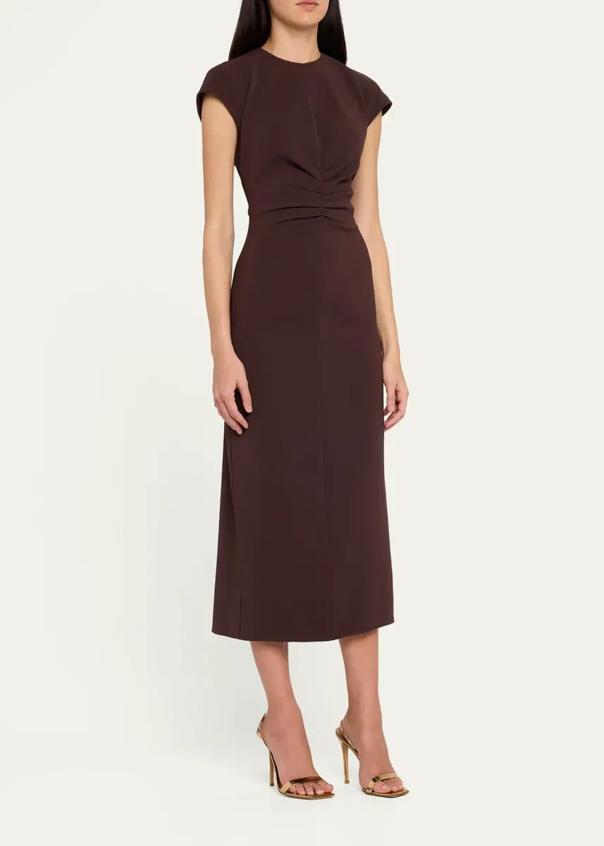Veronica Beard June Ruched Cap-Sleeve Midi Dress | Thumbnail 4 Veronica Beard June Ruched Cap-Sleeve Midi Dress | Thumbnail 4