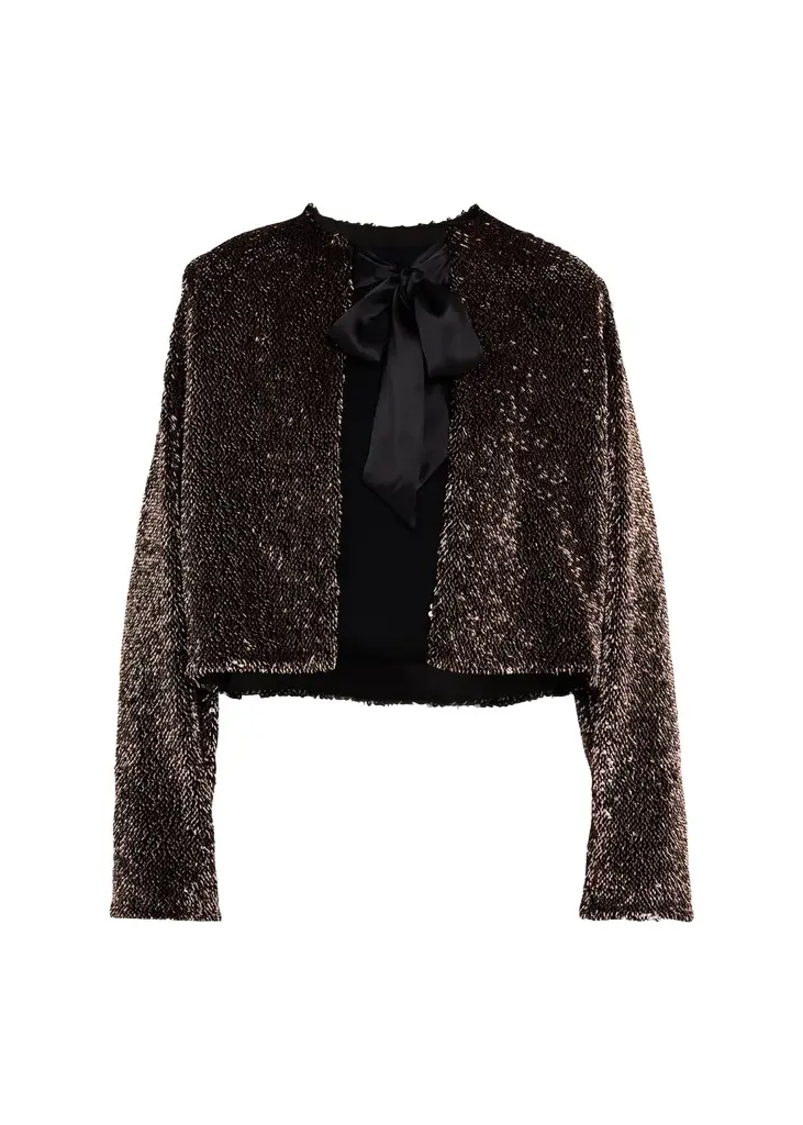 Veronica Beard Bancroff Embellished Tie-Neck Jacket