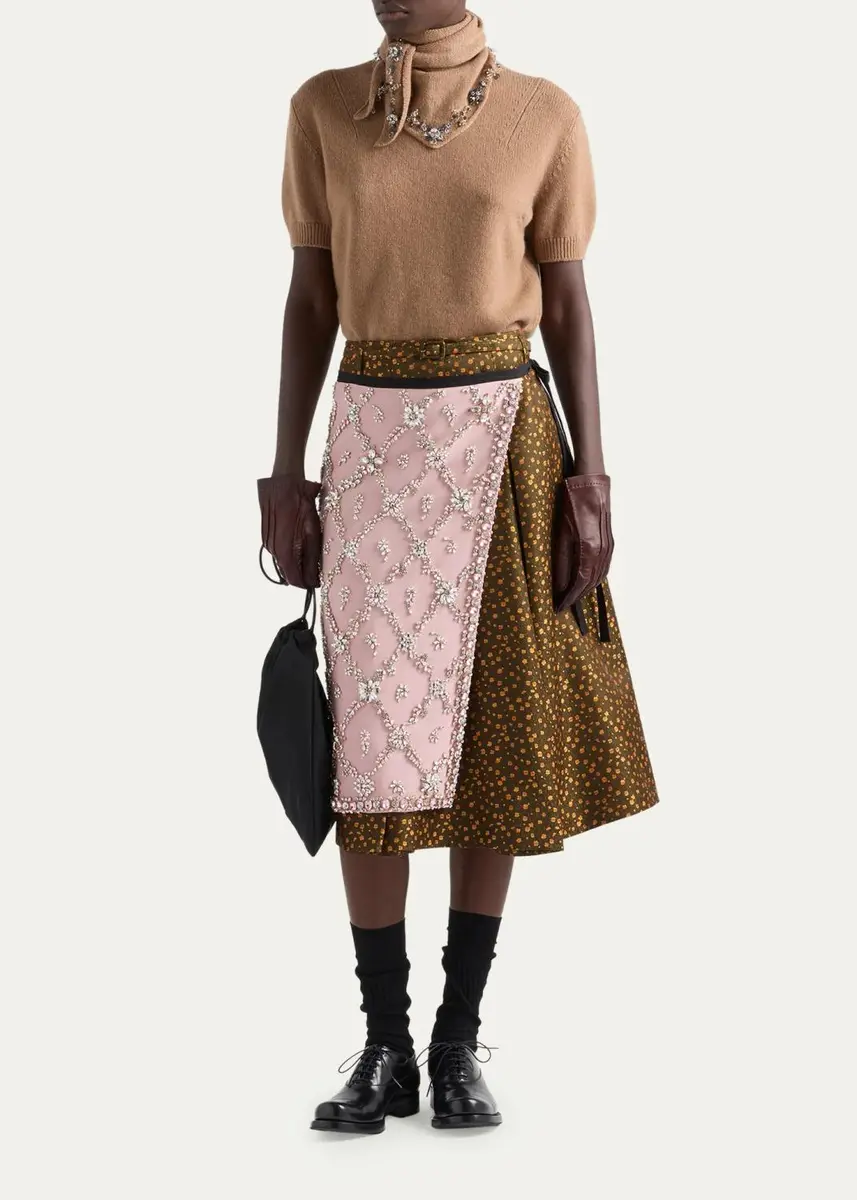 Prada Floral Jacquard Silk-Blend Midi Skirt | Thumbnail 2 Prada Floral Jacquard Silk-Blend Midi Skirt | Thumbnail 2