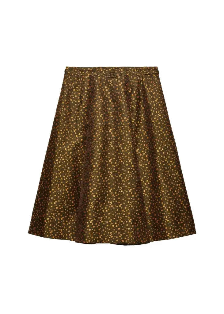 Prada Floral Jacquard Silk-Blend Midi Skirt