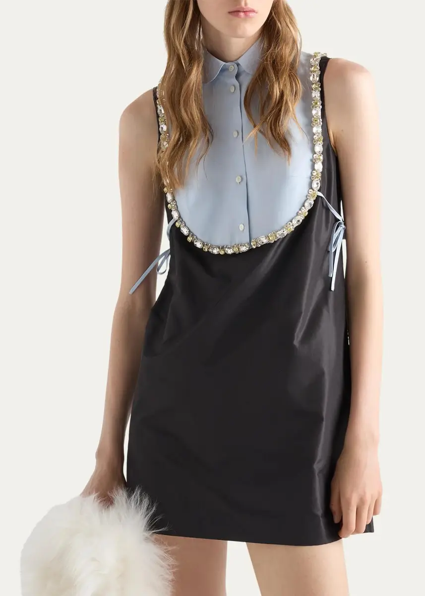 Prada Embellished Taffeta Collared Mini Dress | Thumbnail 4 Prada Embellished Taffeta Collared Mini Dress | Thumbnail 4