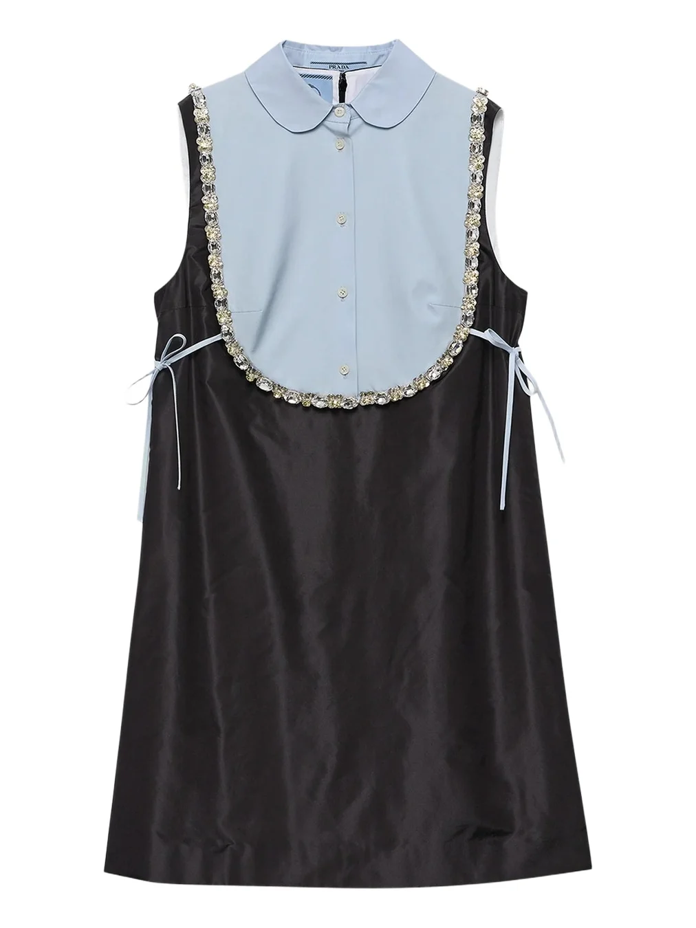 Prada Embellished Taffeta Collared Mini Dress
