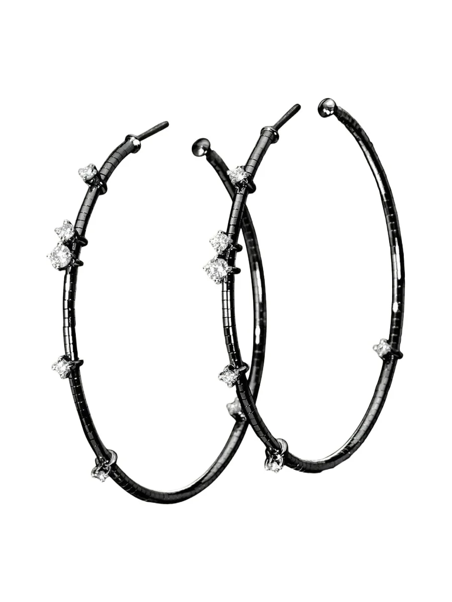 MATTIA CIELO 18K Black Gold and Titanium Diamond Hoop Earrings